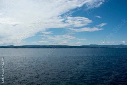 Fototapeta Naklejka Na Ścianę i Meble -  Beautiful shot of the blue sea during cruise from Amaliapoli to Skiathos islands in Greece
