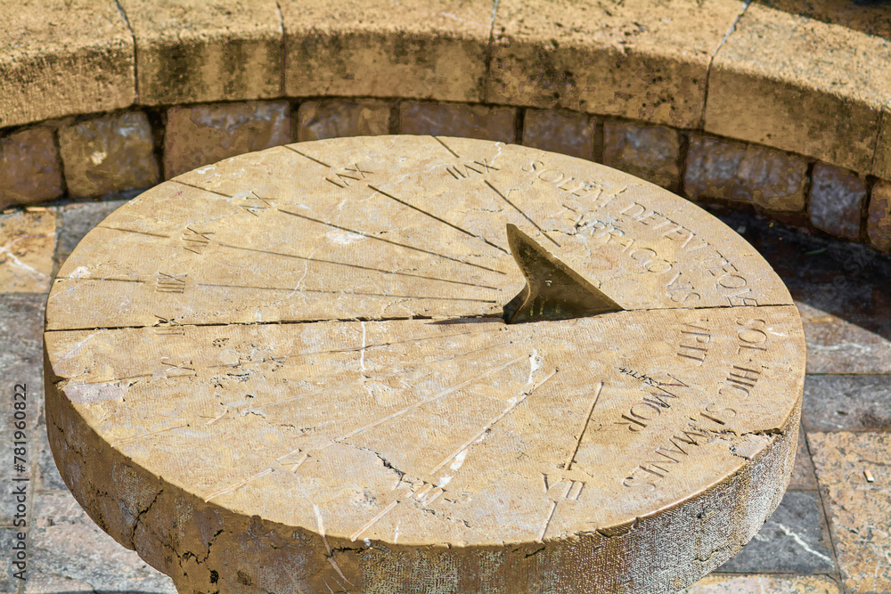 Stone sundial in Tarragona Catalunya.