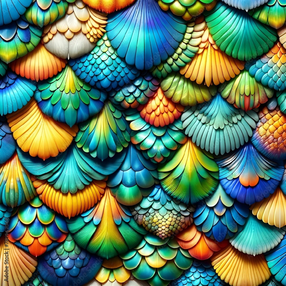 colorful wallpaper made out of multicolored shells on the ground