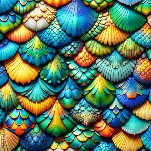 colorful wallpaper made out of multicolored shells on the ground © Wirestock
