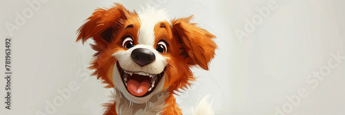 Adorable cartoon dog sitting. Digital painting portrait series. Cute pet characters concept. Design for children's book, animated series, pet care poster. photo