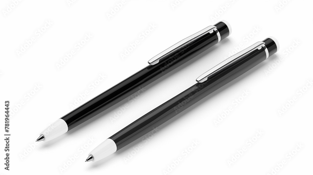 Set of black and white realistic pen mockup isolated on white background Set of black and white realistic pen mockup isolated on white background