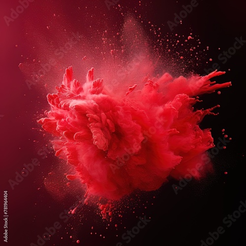 Red explosion, liquid explosion in the air