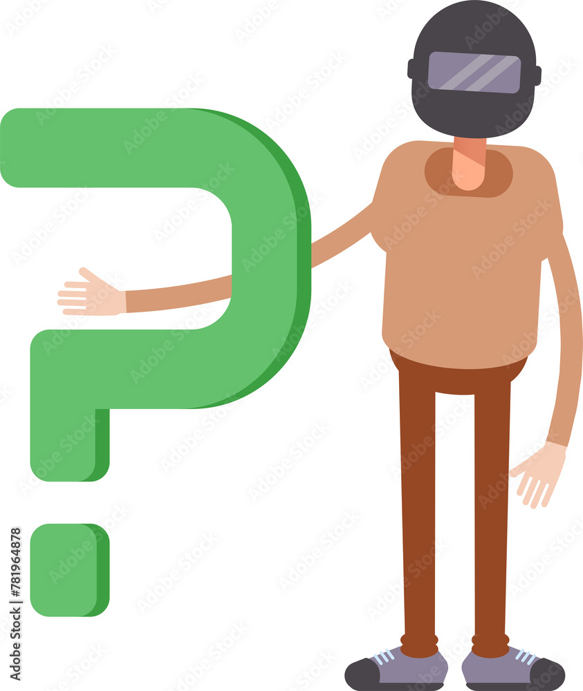 Man with Helmet Character and Question Mark
Man with Helmet Character and Question Mark