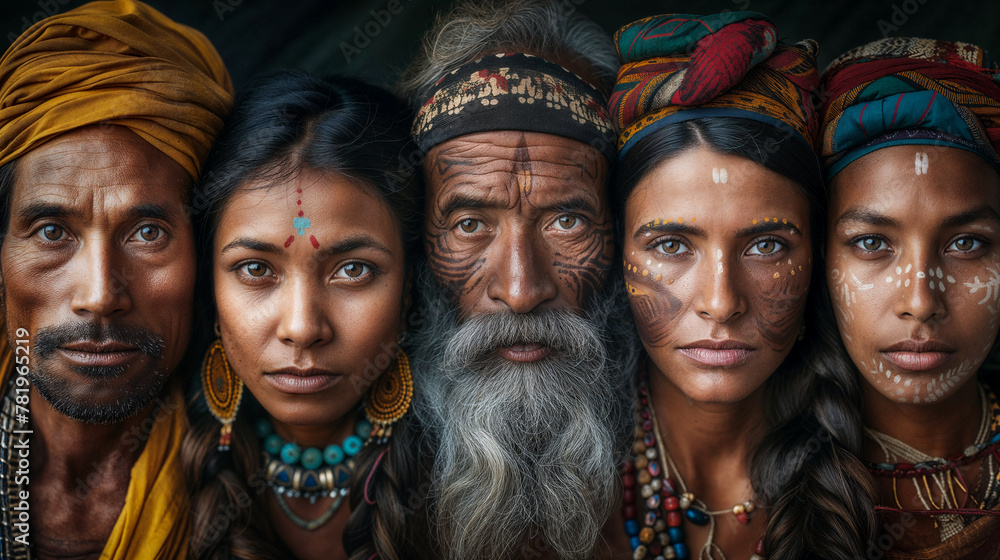 AI generated illustration of a multi-generational group adorned with ...