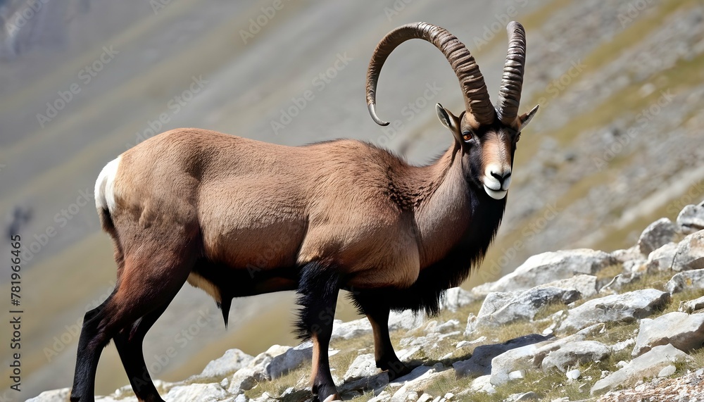 An Ibex With Its Fur Blending Seamlessly Into The
