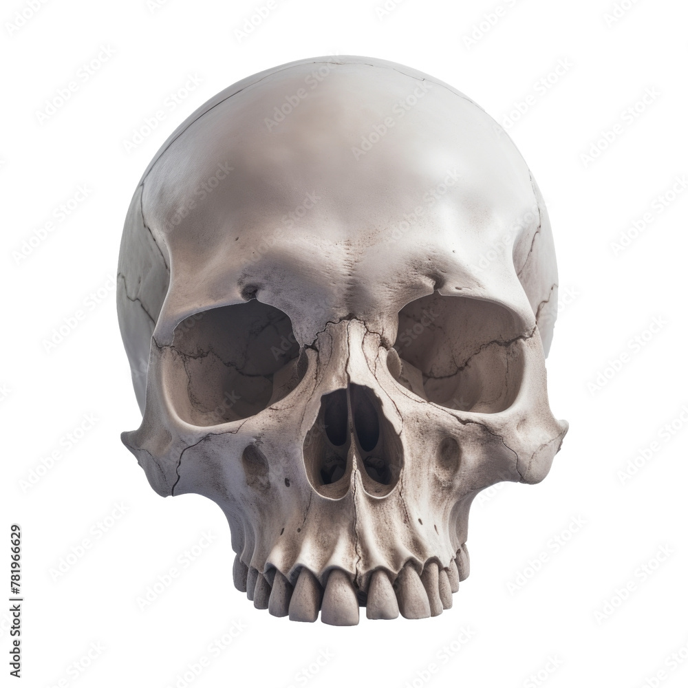 Skull of the human isolated on a white background. Sepia color photo Skull of the human isolated on a white background. Sepia color photo