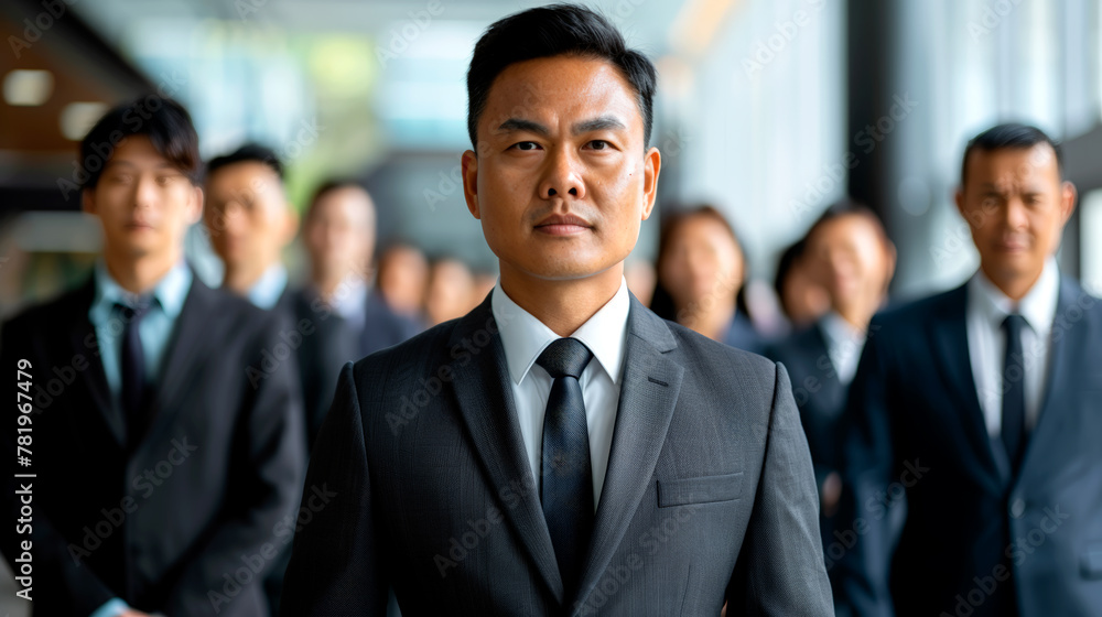 Asian Businessman Leading Team with Confidence and Authority Asian Businessman Leading Team with Confidence and Authority