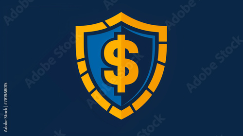 AI generated illustration of a dollar sign icon-logo on the dark blue background