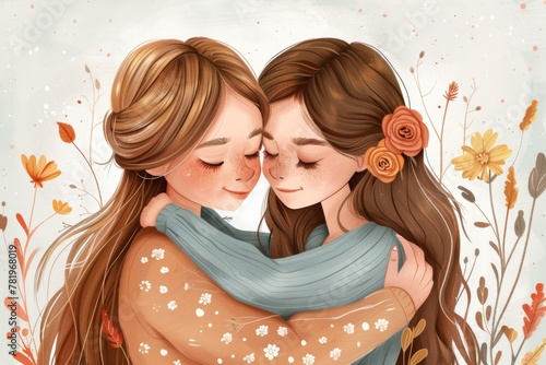 Best Friends Day Illustration: Celebrating National Day of Positive Love with Your Best Pal - Wallpaper for Friends Pair photo