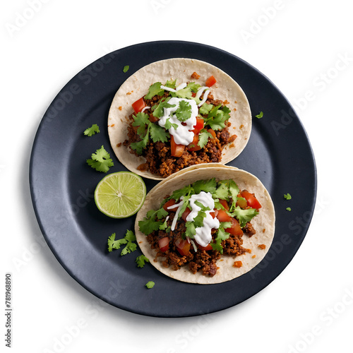 tacos on the black plate with complete content