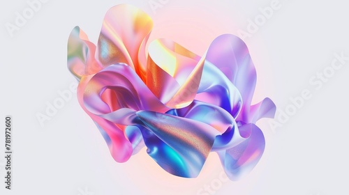 Floating geometric shape form on white isolated background in abstract 3d art style. Memphis style...