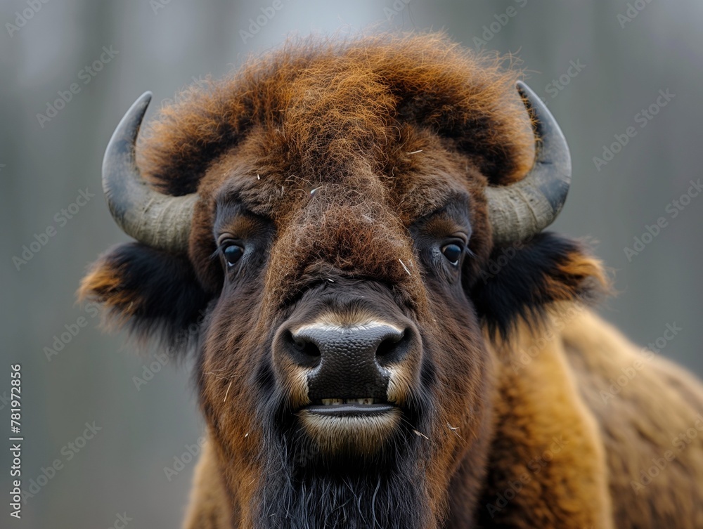 Portrait of large bison, wild life