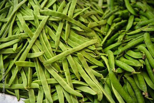 Green beans in a market in Valencia, Spain, cool for background
