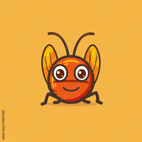 AI generated illustration of a cute bug with wings on an orange background