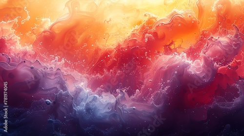 Colorful abstract painting with vibrant colors and a lot of movement.