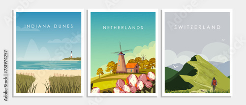 Collection of travel vertical posters, banners, cards, covers