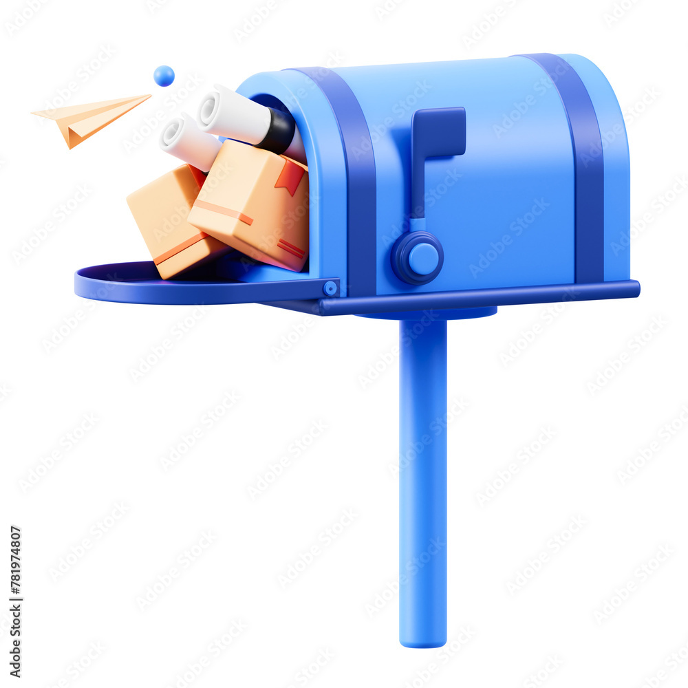 3D Rendered Mailbox Overflowing with Parcels and Mail 3D Rendered Mailbox Overflowing with Parcels and Mail