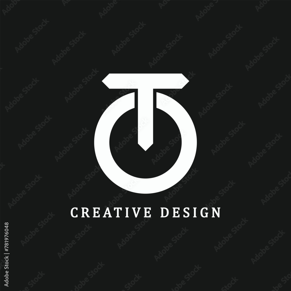 Editable design of the white OT letters logo over black background Editable design of the white OT letters logo over black background