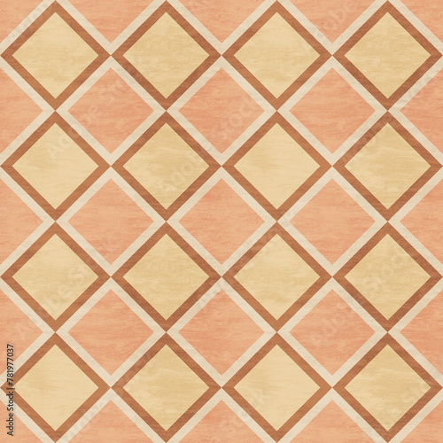 Wood parquet seamless pattern. Textured wooden diamonds repeat design. Light natural hardwood flooring imitation. Classic geometric shapes ornament with faux wood texture