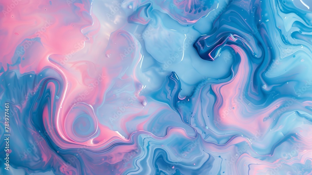 Abstract background with pink and blue swirls of liquid paint. Pastel colored fluid art painting. Modern wallpaper for interior design, decoration, and poster print. Trendy fashion illustration Abstract background with pink and blue swirls of liquid paint. Pastel colored fluid art painting. Modern wallpaper for interior design, decoration, and poster print. Trendy fashion illustration
