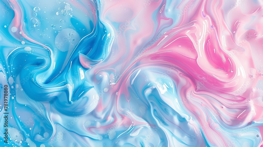 Abstract background with pink and blue swirls of liquid paint. Pastel colored fluid art painting. Modern wallpaper for interior design, decoration, and poster print. Trendy fashion illustration Abstract background with pink and blue swirls of liquid paint. Pastel colored fluid art painting. Modern wallpaper for interior design, decoration, and poster print. Trendy fashion illustration