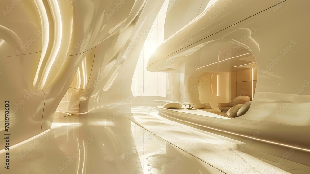 Soft lighting accentuating the white and beige tones of the space scene AI generated illustration Soft lighting accentuating the white and beige tones of the space scene AI generated illustration