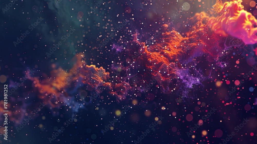 Naklejka premium Abstract surreal microbe 3D object galaxy nebula gradient background wallpaper