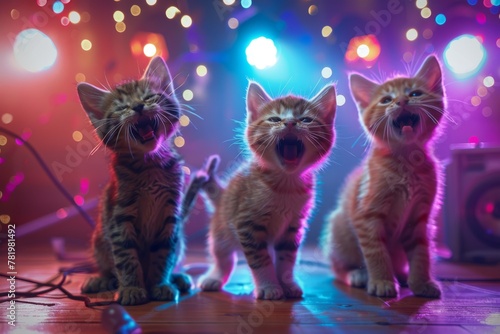 Singing Cats, Disco of 80s, Concert of 90s, Karaoke with Kittens, Cat Disco, Funny Kitten Singer © artemstepanov
