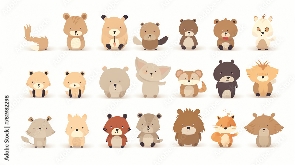 Little brown bear, little fox, little chipmunk, little bunny, children's book illustration style сreated with Generative Ai Little brown bear, little fox, little chipmunk, little bunny, children's book illustration style сreated with Generative Ai