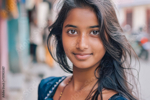 Portrait of a beautiful Indian woman in the city
