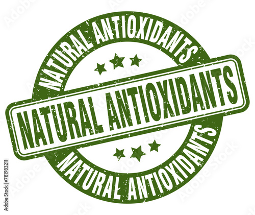 natural antioxidants stamp. natural antioxidants label. round grunge sign