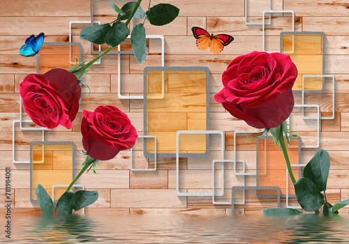 3D wallpaper design with florals for photomural background
 photo