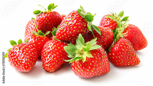 Beautiful strawberries isolated on white background  fresh strawberry farm market product
