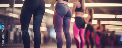 Sport women in legging pants, blurred gym background, fit girl training, generated by ai