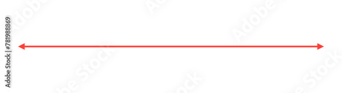 A long double-headed red arrow – Straight thin line arrow isolated on transparent background
