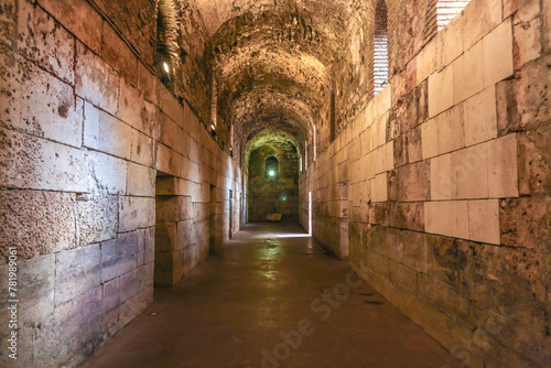 The lower floor of the great roman emperor Diocletian`s Palace in Split, Croatia, listed by UNESCO