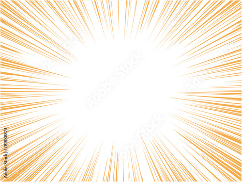 マンガ風のシンプルな集中線の背景素材_オレンジ