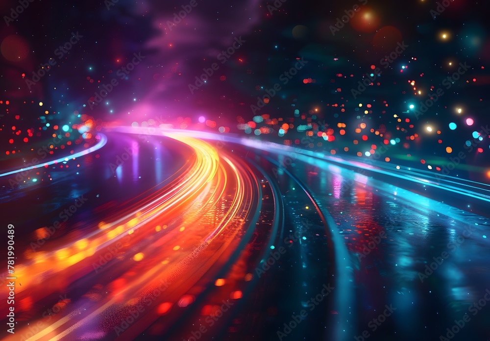 Fototapeta premium abstract neon waves in to a tunnel