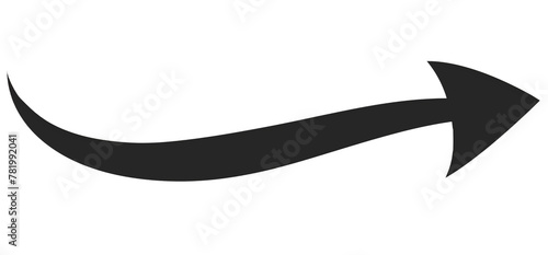Black curved arrow icon a simple silhouette with PNG on a transparent background