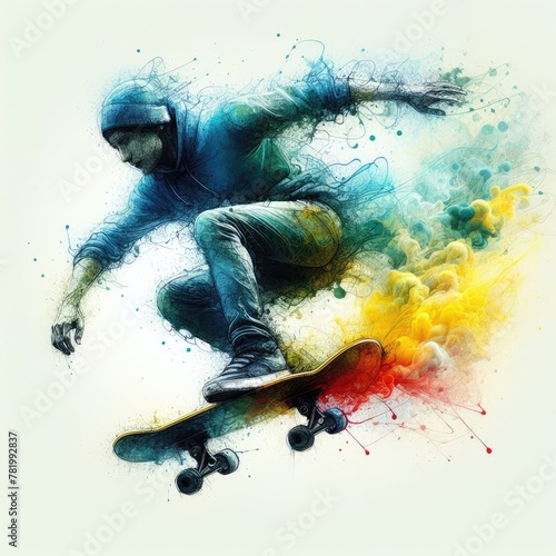 Skateboarding in watercolor in Generative AI.