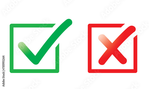 Obraz na płótnie Symboles de questionnaire et de sondage : correct et incorrect, cochés validé et refusé, coche cases vrai et faux - VALIDE CARRE DYNAMIQUE V2 - Illustrations vectorielles w salonie