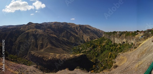 Landscape of rocky mountains and deep gorge in Garni Armenia
