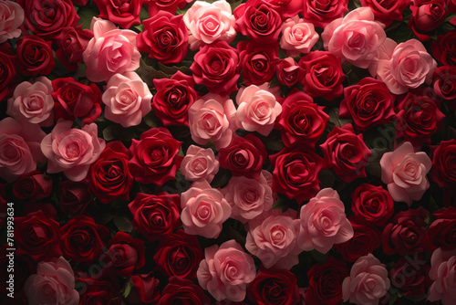 Valentine s day red and pink roses background or texture with fresh beautiful roses 
