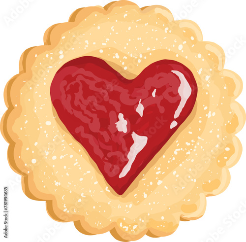 Vector Illustration of Strawberry Jam Filled Biscuits