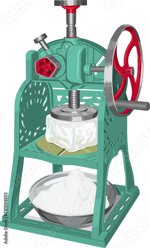 Vector Hand Drawn Illustration Vintage Ice Grinder Machine