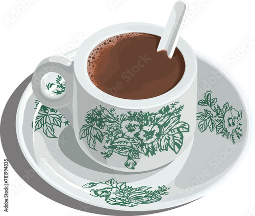 Vector Hand Drawn Illustration Kopitiam Hot Coffee