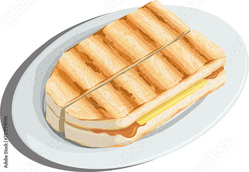 Vector Hand Drawn Illustration Kopitiam Kaya Toast