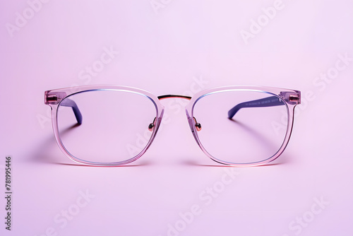 Purple seeing glasses on purple background