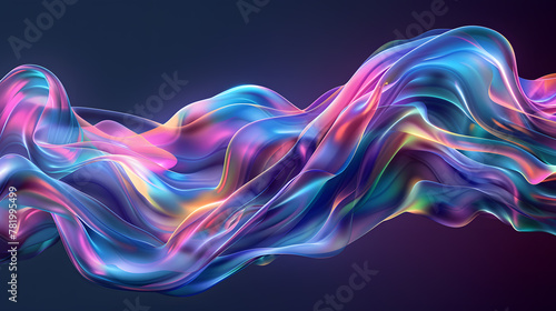 Modern abstract background with liquid holographic neon curved waves in motion photo